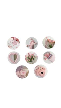 pink and white plates with flowers on them