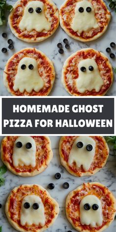 Pizza For Halloween, Simple Pizza Dough, Ghost Pizza, Spooky But Cute, Halloween Themed Snacks, Simple Pizza, Easy Pizza Dough, Clean Eating Lunch And Dinner Recipes