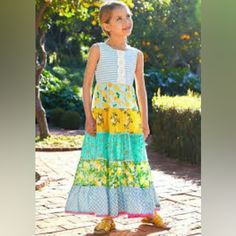 New Matilda Jane Brand Sweet Treat Maxi Dress Girls Teen Tween Size 12 Floral Flower Lemon Nwt Smoke Free Home New With Tags Hard To Find Fun Yellow Cotton Dress, Fun Yellow Sleeveless Dress, Playful Green Dress With Floral Print, Playful Green Floral Print Dress, Yellow Spring Dress For Play, Yellow Dress For Spring Playtime, Yellow Dress For Play In Spring, Girls Maxi Dresses, Jane Dress