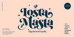 the front and back cover of an old - fashioned font design for losta masta