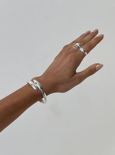 Cuff Silver toned, hinge opening Princess Polly Lower Impact 95% reclaimed zinc 5% steel Gold Accent Jewelry, Ornate Jewelry, Sorority Jewelry, Steel Accessories, Silver Jewelry Earrings, Cufflink Set, Silver Engraving, Gorgeous Bracelet, Buy Now Pay Later