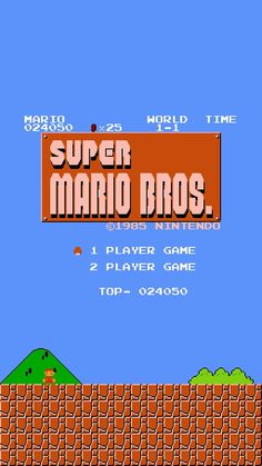 an old - school video game with the title super mario bros on it's screen