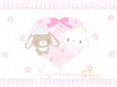 a couple of animals sitting next to each other on a pink background with stars and hearts