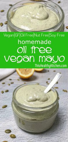 homemade oil free vegan mayonnaise in small jars