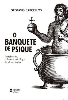 a man holding a beakle in front of a pot with the words'o banquete de psique '