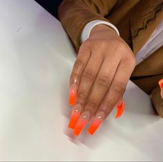 Orange Ombre Nails, Metallic Nails Design, Orange Acrylic Nails, A Virtuous Woman, Nails Orange, Nail Types, Orange Nail, Virtuous Woman