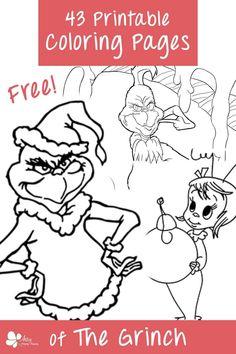 Here are the 43 best Grinch coloring pages! These are free printables that are perfect for kids of all ages and for adults to color. #artsyprettyplants #coloringsheets #adultcoloring #coloringideas #christmascrafts #christmasdecorations #diychristmas #kidscrafts Grinch Printable, Grinch Coloring Pages, Grinch Characters, Grinch Christmas Party, Grinch Party, Diy Christmas Tree Ornaments, Cindy Lou, Festival Diy