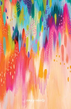 an abstract painting with lots of different colors