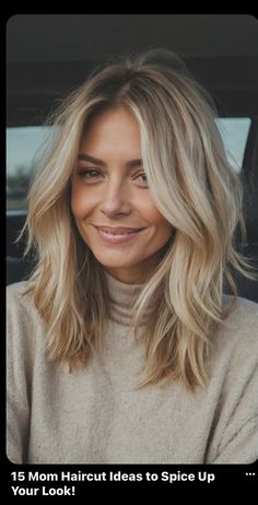 Women's Medium Length Haircut, Women’s Medium Length Haircut Blonde, Mom Chop Haircut, Haïr Cut Medium Hair Layers, Medium Hair Cuts Blonde, Mid Length Hair Thick Hair, Hair Cuts Medium Length Layers 2024, Medium Haircut Blonde, 2024 Medium Hair Styles