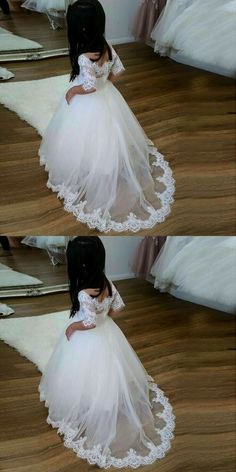 Flower Girl Dresses White, Long Flower Girl Dresses, Dresses Cute, White Wedding Flowers