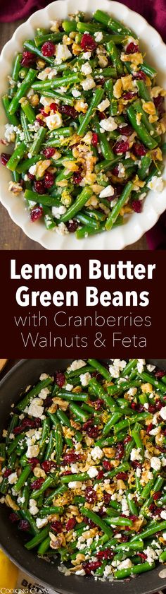 lemon butter green beans with cranberries and walnuts