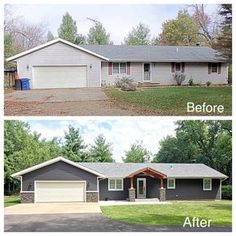 before and after photos of a house in the suburbs