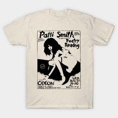 a white shirt with an advertisement for patti smith