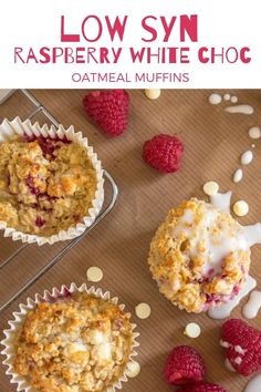 raspberry white choc muffins with oatmeal in the middle