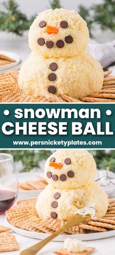 this snowman cheese ball is the perfect appetizer for christmas