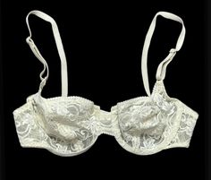 Fun and flirty unlined cream floral lace demi bra from Cacique, circa 1980s. Underwire. Adjustable back and straps. A rare find!  Mint condition. Perfect! size 34B Please contact for additional item information and / or photos. Thank you for looking Vintage Bras, Vintage Bra, Bra Items, White Bra, Cute Bras, White Bras, Demi Bra, Bra Lingerie, Floral Lace