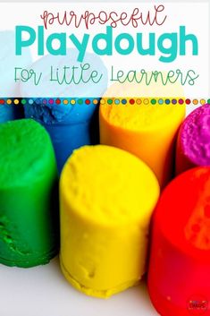 colorful playdoughs for little learners with text overlay