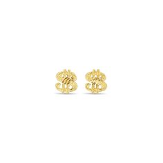 Product Summary Details: Dollar Sign With Diamond Cuts Metal: 14k Yellow Gold Dimensions: 7mm X 6mm Closure: Butterfly Formal Yellow Gold Jewelry With Gold-tone Logo Lettering, Elegant Gold Monogram Earrings, 14k Yellow Gold Earrings With Initials, Elegant Gold Earrings With Initials, Dollar Sign, Money Sign, Gold Gift, Everyday Earrings, Cartilage Earrings