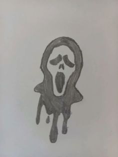 Horror Movie Sketches Easy, Drawing Scary Faces, Easy Doodle Art Halloween, Easy Scream Drawing, Slenderman Drawings Easy, Things To Draw Halloween Easy, Scary Drawings To Draw Easy, Fall Drawings Aesthetic Easy, Scream Drawing Ideas