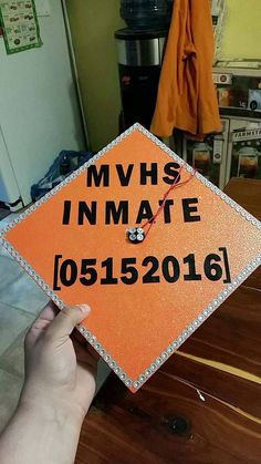 someone is holding up a graduation cap that says, myhs immate 05152016