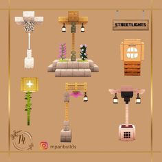 an image of different types of furniture in the style of minecraft 1 8 2