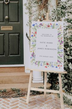 Wildflower Wedding Welcome Sign Wild Flower Wall Wedding, Flower Themed Decor, Colourful Wedding Welcome Sign, Summer Wedding Signs, Wildflower Wedding Ceremony Decor, Champagne And Wildflower Wedding, Wedding Welcome Sign Colorful, Wildflower Wedding Welcome Sign