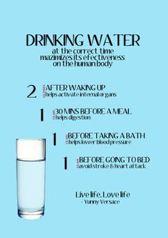 Struggle to drink water? The benefits are too good to ignore. This handy little guide tells you the best times of the day to drink water. Motivasi Diet, Sports Recovery, Life Hacks Beauty, Trening Fitness, Body Hacks, Lower Blood Pressure, Nutrient Dense, Health Healthy, Healthy Meals