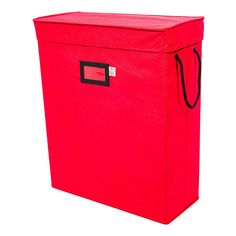 a large red storage box on a white background