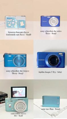 the different types of digital cameras are shown in this image, and there is also information about them