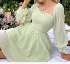 Green Dress Outfit, Light Green Dress, Green Dress Casual, Boho Summer Dresses, Long Summer Dresses