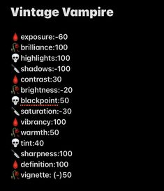 a black background with red and white text that reads vintage vampire