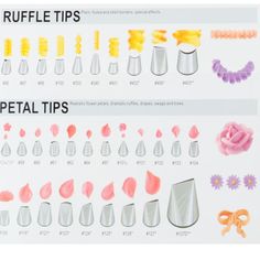 the instructions for how to use ruffle tips on different types of flowers and vases