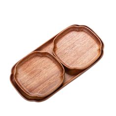 two wooden trays sitting on top of each other