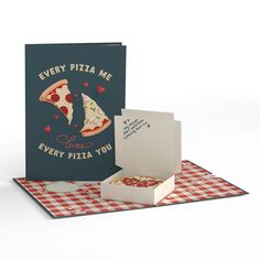 there is a card that has pizza on it