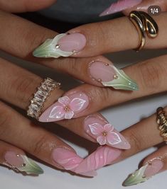 Fairy Vibe Nails, Sza Nails Idea, Baby Pink Nail Art, Fall Nail Ideas, Girly Acrylic Nails, Style Français, Almond Nails Designs, Designs Nail, Kawaii Nails