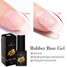 BORN PRETTY PRO 1 Bottle 15ml Rubber Base Gel Semi Permanent Pink Soak Off UV LE Pink Gellac Blooming Gel, Base Gel Nails, Rubber Base Gel Nails, Stamping Nail Polish, Natural Nail Care, Nail Courses, Sculpted Nails, Airbrush Nails, Nails Now