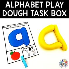 the alphabet play dough task box is shown