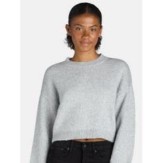 Rethink your sweater weather options with this Shimmer Crewneck Sweater from Madden NYC. The crop design makes it versatile to slip over a dress, or pair with a high-waisted skirt or pants. The soft yarn and oversized fit makes this comfortable to wear for lunch with friends or to the classroom. The silver-tone metallic threading easily elevates this sweater for your next holiday party. Complete the look with a delicate silver-tone necklace or bright accessories to shake things up. Size: XS.  Color: Gray.  Gender: female.  Age Group: adult. Bright Accessories, Crop Design, Madden Nyc, Soft Yarn, Threading, Crewneck Sweater, Sweater Weather, The Classroom, Holiday Party