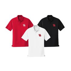 Short sleeve performance polo embroidered with choice of University of Houston Cougars logo. Black, Graphite, Grey, Red or White. Runs big. Check out measurement chart in the alternate photos.Moisture-wicking Dry Zone polo-now with UV protection. 4.5-ounce, 100% polyester double knit pique UPF 30 Tag-free label Flat knit collar 3-button placket with pearlized, dyed-to-match buttons Open hem sleeves Side vent Officially Licensed Product Available in Small-6XL. Contact us for ladies sizes or 4XL, Cougars Logo, Monogram Kids, Terry Robe, Matching Family Christmas Pajamas, Houston Cougars, Family Pajama Sets, Personalized Pajamas, University Of Houston, Plaid Christmas Tree