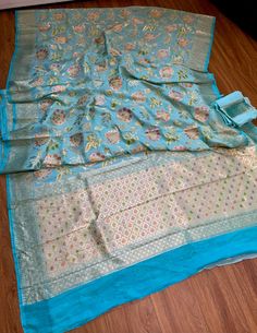 Beautiful Indian women bridal or party wear heavy mina work Banarashi Khaddi saree with pure Georgette fabric. you can wear any weddings occasions or events  Beautiful baby blue with floral mina multi & golden color with Zari boarders  Comes with blouse piece  Falls pico done ✅  Color: baby blue with multi mina & golden Fixed price, Free Shipping only 🇺🇸 for payment Zelle,Paypal(tax include) accept only (for personal buyer) For more details please send me message Return Policy - No return, No Exchange  Before ship it to you we make sure no damage and keep proof that your package delivered safely to you  We always try to take pictures closely without Editing, then buyer can look real quality. we always try to give customers best service. in our shop you will get premium quality Exclusive Silver Dupatta For Festivals And Designer Wear, Silver Designer Dupatta For Festivals, Silver Art Silk Saree With Dupatta, Silver Banarasi Silk Saree With Zari Work, Silver Banarasi Silk Saree With Cutdana Detail, Silver Banarasi Silk Saree With Cutdana, Silver Katan Silk Dupatta With Pallu, Silver Chanderi Saree With Pallu, Silver Banarasi Silk Bollywood Dupatta