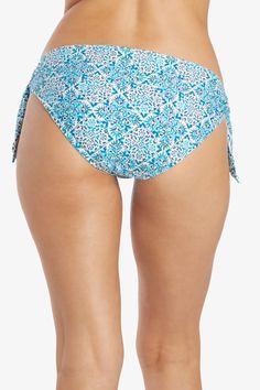 Soft Tie Tunnel Hipster, Montrose, Aqua/White Print, Helen Jon The Mediterranean, Perfect Fit