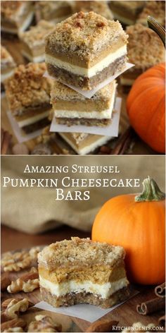 Pumpkin Cheesecake Streusel, Thanksgiving Desserts For Large Group, Pumpkin Walnut Bars, Pumpkin Crunch Cheesecake, Thanksgiving Dessert Bars Recipes, Walnut Crust, Pumpkin Cheesecake Bars, Pumpkin Pie Cheesecake, Pumpkin Cheesecake Recipes