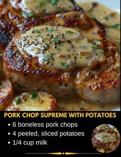 pork chop supreme with potatoes and gravy