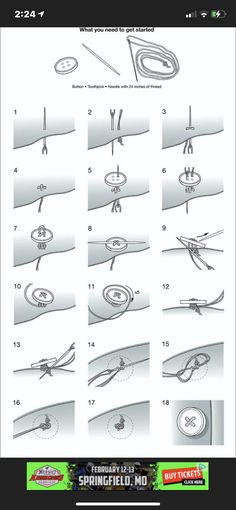 instructions for how to sew on a button