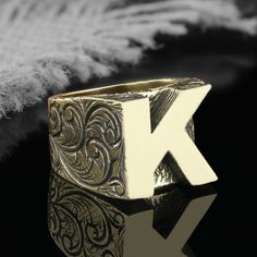 "925 Sterling Silver Letter Ring, Letter K Ring, A-Z Initial Ring, Silver Monogram Alphabet Ring, Silver Celtic Design Bold Letter Ring * %100, 925 Sterling Silver ☞ ☞ ☞ ITEM DESCRIPTION ☜ ☜ ☜ * Material : 925 Sterling Silver * Weight : Around 17 GR * Ring Face Size : 15x17 MM * Color & Plating Options : Sterling Silver (Non plated) - Gold Plated Sterling Silver * Ring Size : Please inform us about your ring size. * Letter : Please select the letter you want from the selection section. ( In Luxury Sterling Silver Initial Ring Gift, Luxury Sterling Silver Initial Ring For Gift, Gold Sterling Silver Engraved Initial Ring, Luxury Personalized Sterling Silver Initial Ring, Alphabet Ring, Monogramm Alphabet, K Ring, Silver Monogram, Celtic Design