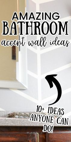 amazing bathroom accent wall ideas with painted gray and white bathroom with 10+ ideas anyone can do. Fun Accent Wall Ideas, Bathroom Paint Design, Modern Bathroom Paint, Diy Bathroom Paint, Fun Accent Wall, Painting Bathroom Walls, Unique Accent Wall, Bathroom Wall Coverings, Wallpaper Accent Wall Bathroom