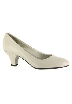 Great, basic pump offers effortless style and feminine flair perfect for every occasion.   Soft, man made upper  Padded tricot lining  Cushioned PU insole  Super flex TPR outsole  2" self covered heel  Basic pump available in full and half sizes 7-10, 11, 12 M; 7-10, 11, 12 W; 7-10, 11 WW  | Women's Fabulous Pump by Easy Street® in Bone (Size 10 M) Classic Synthetic Court Shoes, Classic Fitted Spring Court Shoes, Fitted High Heels With Arch Support, Classic Closed Toe Heels With Ortholite Insole, Cream Formal Court Shoes, Cream Colored Formal Court Shoes, Fitted Closed-toe Heels With Arch Support, Fitted Closed Toe Heels With Arch Support, Classic Cream Synthetic Heels