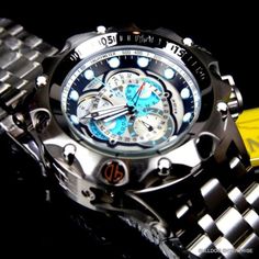 Invicta-Reserve-Venom-Hybrid-Master-Calendar-Silver-Tone-Blue-Watch-New-16803 Lux Watches, Rose Gold Watches Women, Used Watches, Mens Fashion Watches, Blue Watches, Invicta Watches, Expensive Watches