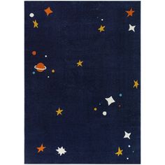 an area rug with stars and planets on it