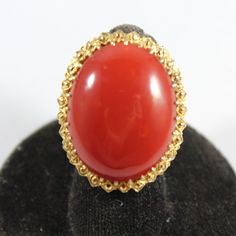 -Vintage 18k Gold Natural Huge Red Coral Ring 3.5US -Ring size: 3.5US -Coral size: 24 mm x 19 mm -Total weight 17.9 g -Marked 750, hard to see 14k Gold Red Cabochon Ruby Ring, Fine Jewelry Red Rings Stamped 14k, 14k Gold Red Cabochon Ring, 14k Gold Cabochon Red Ring, 14k Gold Rings With Red Cabochon, Elegant Red Dome Ring For Anniversary, Collectible Red Ruby Ring In 14k Gold, Red Oval Cabochon Ring For Formal Occasions, Formal Red Oval Cabochon Ring